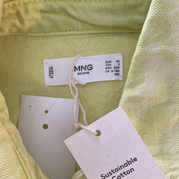 MANGO MNG Denim Lime Shirt Midi Dress Size 2 - Picture 6 of 7